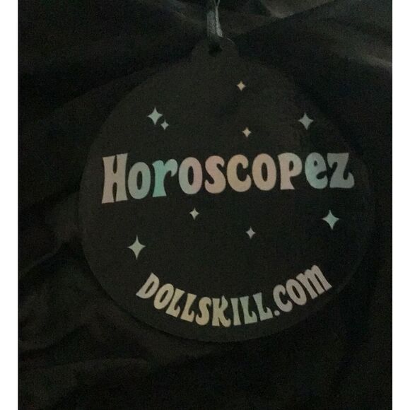 NWT~Dolls Kill Horoscopez Black Satin Ruched Mini Skirt w/Rhinestone Circle - Picture 3 of 3